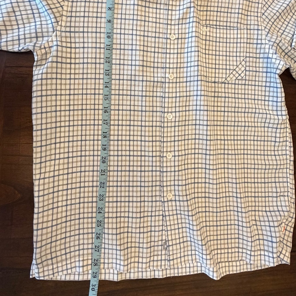Quicksilver Men's Plaid White Blue & Tan, Sporty, Casual, California, Size Large - Picture 13 of 14